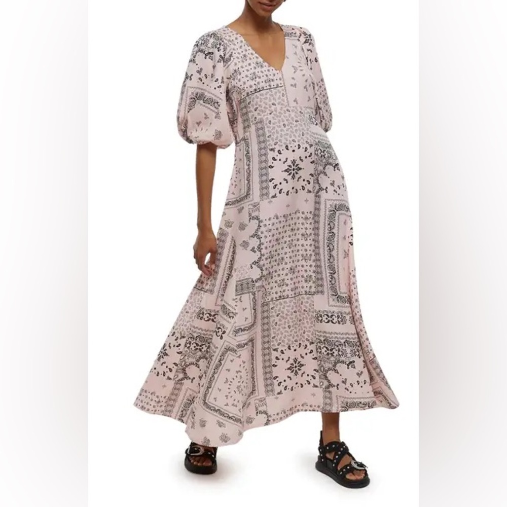 River Island Pink and Black Patterned Long Sleeve Dress